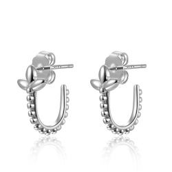 Boucles D'Oreilles Argent Lisse Boucle d'oreille Fleur - 13x10 mm