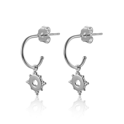 Boucles D'Oreilles Argent Lisse Boucle d'oreille Fleur - 21 mm