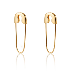 Silver Earrings Safety Pin Earrings - 10*30mm - Gold Plated and Rhodium Silver