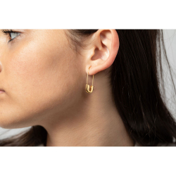 Silver Earrings Safety Pin Earrings - 10*30mm - Gold Plated and Rhodium Silver