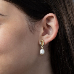 Bronze Earrings Earring - Pearl 11mm and Shell 12mm - Bronze