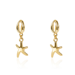 Bronze Earrings Earrings - Estrella 16mm y Concha 12mm - Bronze