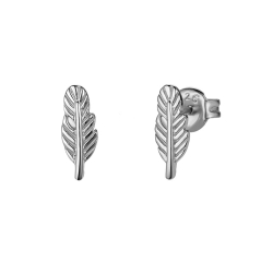 Boucles D'Oreilles Argent Lisse Boucle d'oreille Plume - 11x4 mm