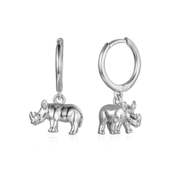 Silver Earrings Rhino Hoop Earrings - 12*5mm