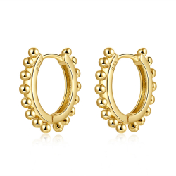 Pendiente Plata Lisa Pendientes de aro - Bolas - 17 mm - Bañado oro y plata rodiada