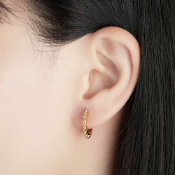 Pendiente Plata Lisa Pendientes de aro - Bolas - 17 mm - Bañado oro y plata rodiada