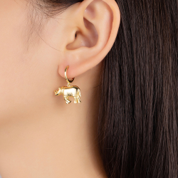 Bronze Earrings Rhino Hoop Earrings - 24mm - Bronze