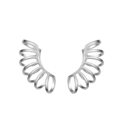 Boucles D'Oreilles Argent Lisse Earcuff Cercles - 11x30 mm