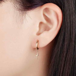 Silver Earrings Lightning Hoop Earring - 23mm