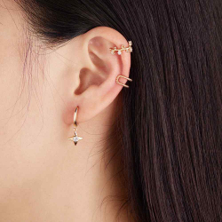 Silver Earrings Earcuff Earring - 6mm