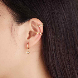 Silver Earrings Earcuff Earring - Shapes - 14mm