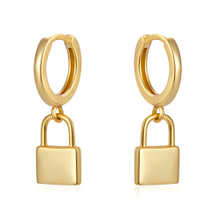 Silver Earrings Lock Earrings - 11 + 11 mm - Gold Plated and Rhodium Silver