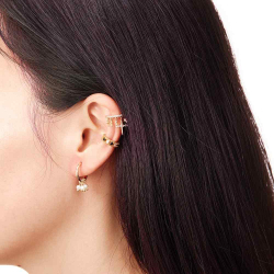 Pendiente Plata Lisa Pendiente Aro - 5 Perla Turquesa - 13mm