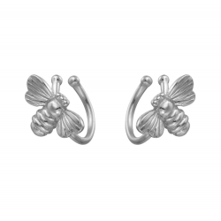 Ohrringe Glattes Silber Ohrring Ear Cuff Biene - 6 x 10 mm