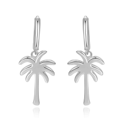 Silver Earrings Earrings Palm Tree Hoop - 11+18 mm - Gold Plated Silver and Rhodium Plated Silver