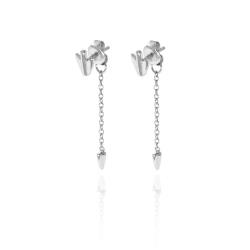 Boucles D'Oreilles Argent Lisse Boucles d'oreilles Earjacket - Flèche Chaîne 38 mm - Dorure Or et Argent Rhodié