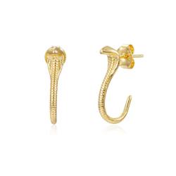 Silver Earrings Snake Earrings - 20mm - Gold Plated and Rhodium Silver