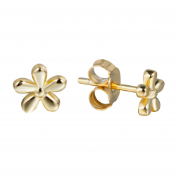 Pendiente Plata Lisa Pendientes Flor - 5.5 mm - Bañado Oro y Plata Rodiada