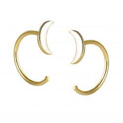 Silver Earrings Moon Earrings - 7 mm - Gold Plated and Rhodium Silver