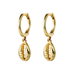 Silver Earrings Shell Hoop Earrings - 23 mm - Gold Plated and Rhodium Silver