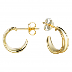 Silver Earrings Semi Hoop Earrings - 14 mm - Gold Plated and Rhodium Silver