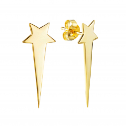 Silver Earrings Star Earrings - 26 mm - Gold Plated and Rhodium Silver