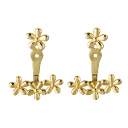 Silver Earrings Flower Earjacket Earrings - 19 mm - Gold Plated and Rhodium Silver