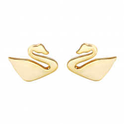 Silver Earrings Duck Earrings - 8 mm - Gold Plated and Rhodium Silver