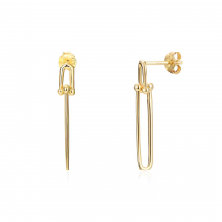 Pendiente Plata Lisa Pendientes Eslabón - 30 mm - Bañado Oro