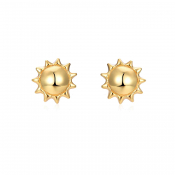 Silver Earrings Sun Earrings - 5 mm - Gold Plated and Rhodium Silver