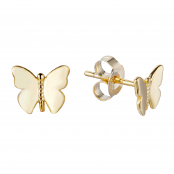 Pendiente Plata Lisa Pendientes Mariposa - 7 mm - Bañado Oro y Plata Rodiada