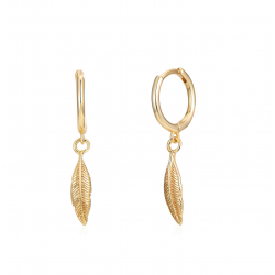 Pendiente Plata Lisa Pluma Earrings - 11 mm + 13 mm - Bañado Oro y Plata Rodiada