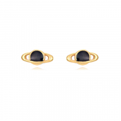 Silver Earrings Saturn Earrings - 3 mm - Enamel - Gold Plated and Rhodium Silver