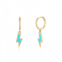 Silver Earrings Ray Earrings - 11+12 mm - Enamel - Gold Plated