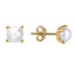 Silver Earrings Pearl Earrings - Gold Plated and Rhodium Silver