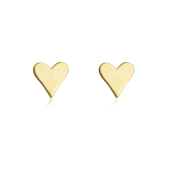 Pendiente Plata Lisa Pendientes Corazón - 6 mm - Bañado Oro y Plata Rodiada