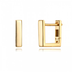 Silver Earrings Square Earrings - 11 mm  - Gold Plated and Rhodium Silver