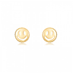 Pendiente Plata Lisa Pendientes Feliz Smiley - 10 * 5 mm - Plata Bañado Oro y Plata Rodiada