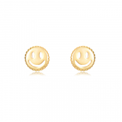 Pendiente Plata Lisa Pendientes Feliz Smiley - 10 * 5 mm - Plata Bañado Oro y Plata Rodiada