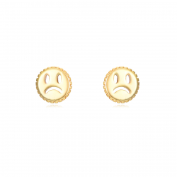 Pendiente Plata Lisa Pendientes Triste Smiley - 10 * 5 mm - Plata Bañado Oro y Plata Rodiada