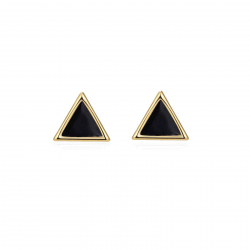 Silver Earrings Square Earrings - Enamel - 6 mm - Gold Plated