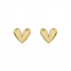 Pendiente Plata Lisa Pendientes Corazon - 6 mm - Bañado Oro y Plata Rodiada