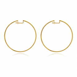 Pendiente Plata Lisa Pendientes Aro - 38 mm - Plata Bañado Oro y Plata Rodiada