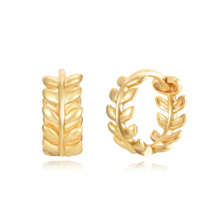 Silver Earrings Hoop Leaves Earrings - 10,5 mm - Gold Plated and Rhodium Silver