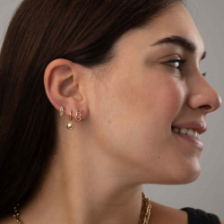 Pendiente Plata Lisa Pendientes Aro Hojas - 10,5 mm - Bañado Oro y Plata Rodiada