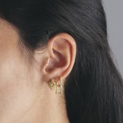 Pendiente Plata Lisa Pendientes Aro Cuadrado - Eslabón 20 mm -Bañado Oro y Plata Rodiada