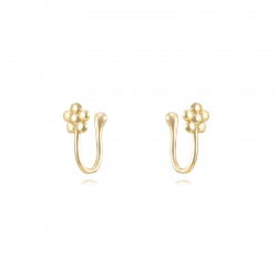 Pendiente Plata Lisa Pendiente Earcuff Flor 12,5*5,5mm Bañado Oro y Plata Rodiada