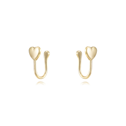 Silver Earrings Earcuff Earrings -  Heart - 12,5*5,5mm - Gold Plated Silver and Rhodium Silver