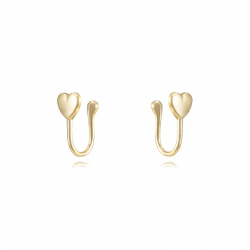 Silver Earrings Earcuff Earrings -  Heart - 12,5*5,5mm - Gold Plated Silver and Rhodium Silver