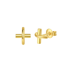 Silver Earrings Cross Earrings - 8*10mm - Gold Plated and Rhodium Silver